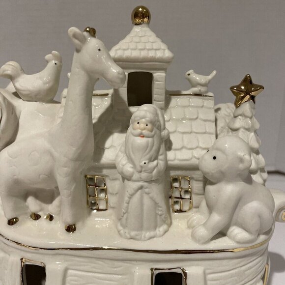 Noah’s Ark with Santa Accent Light Ivory Porcelain Holiday Christmas 8" JCPenney - Picture 9 of 16